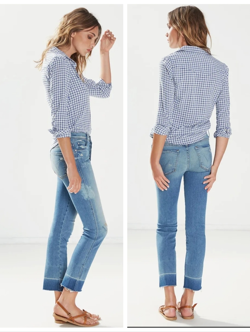 Mother Undone Hem Tootsie Cropped Straight Leg High Rise Jeans 24